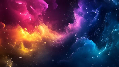 Nebular color storm swirling through deep cosmic voids.