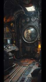 Rustic submarine control room shows aging industrial tech