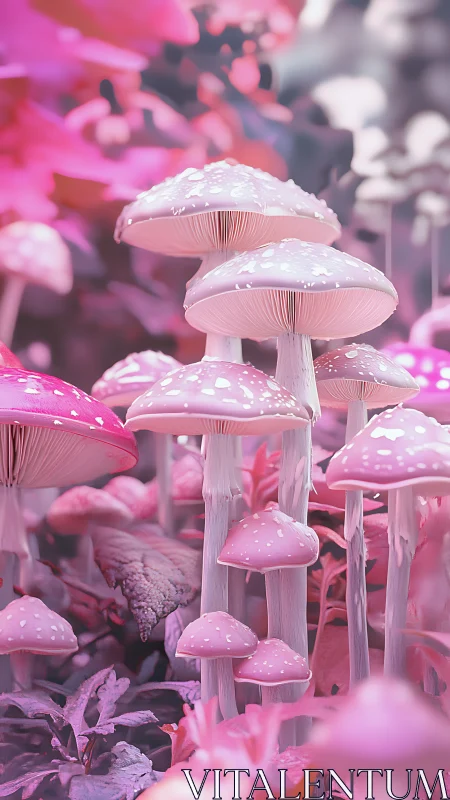 Candy-colored mushroom towers quietly glow in pastel dusk