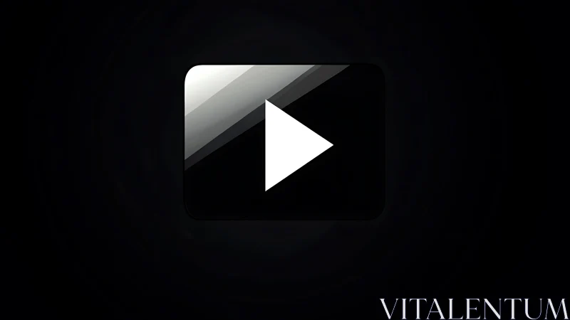 Sleek play button glowing softly on a dark screen.