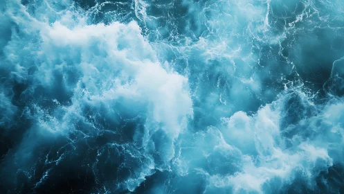 Roaring turquoise waves swirling in a luminous ocean dance.