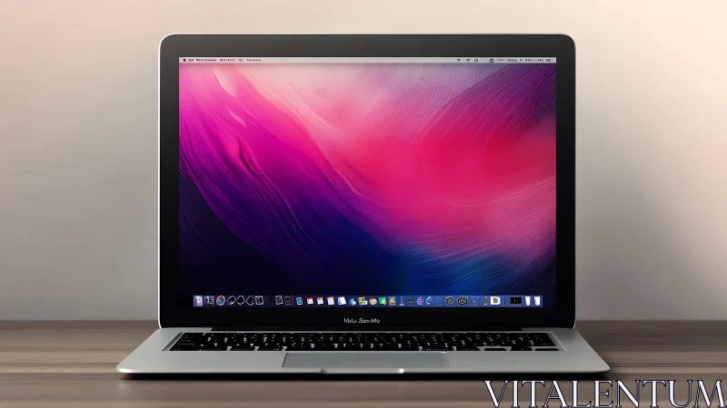 Sleek laptop display glows with vivid pink and blue gradient