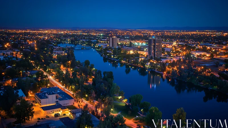 River mirrors the city as blue hour stitches light to water