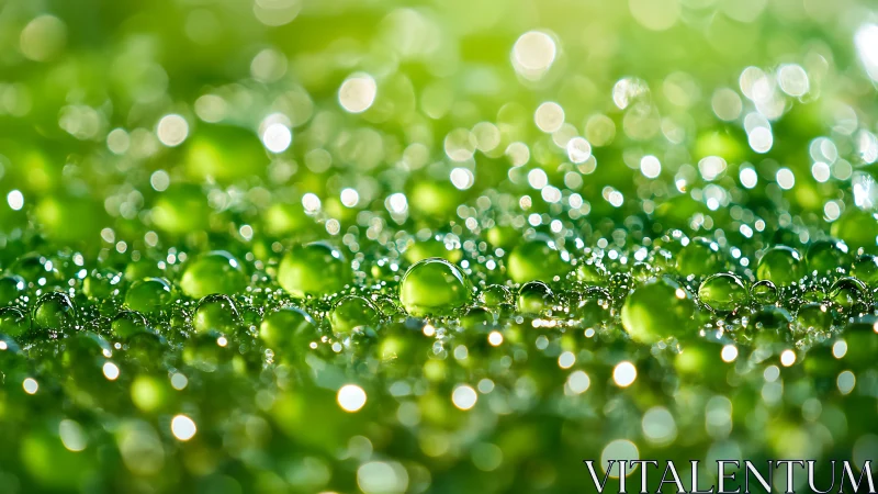 Luminous dewdrop galaxies shimmer across emerald morning fields.