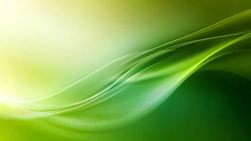 Green light waves curve across soft gradient space.