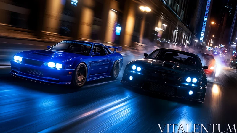 High-speed neon street race in cinematic 3D perspective.