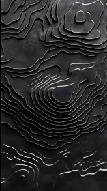 Monochrome layered contour relief with abstract topography.