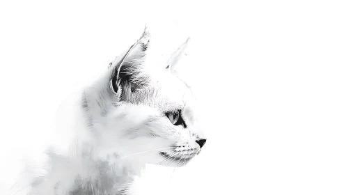 A Gentle White Cat Lost in Thoughtful Contemplation.