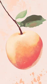 Softly glowing peach hangs on a gentle watercolor branch
