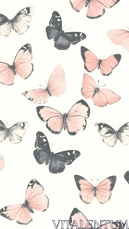 Vectorial lepidoptera array with desaturated blush wings.
