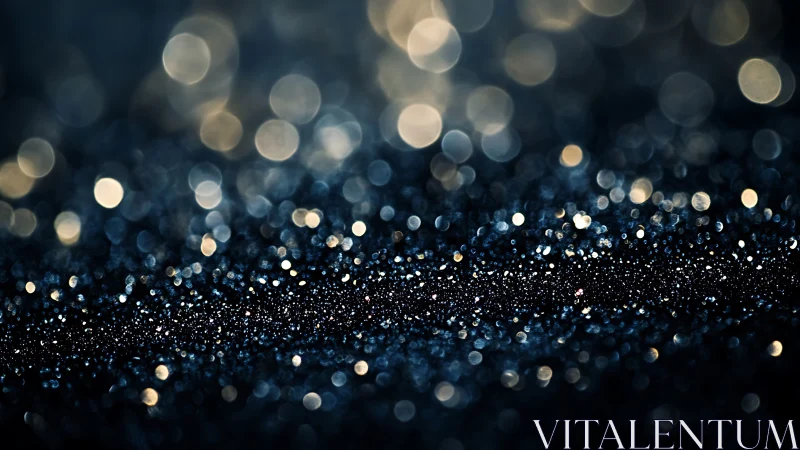 Shimmering navy bokeh field under soft golden glow.