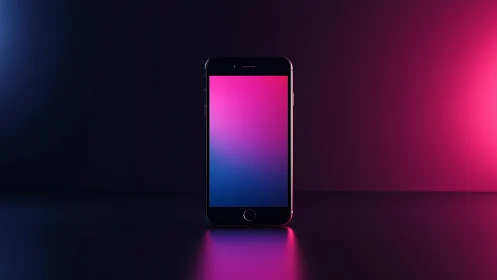 Gradient-Lit Smartphone With Neon Reflection.