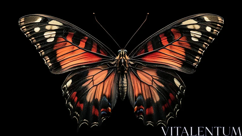 Radiant butterfly wings glowing softly against deep black.