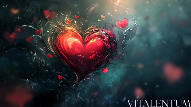 Luminous Heart with Flowing Energy and Smaller Hearts.