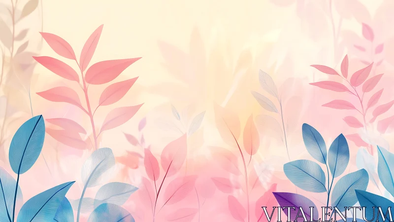 Soft pastel leaves drifting through a gentle sunrise glow.