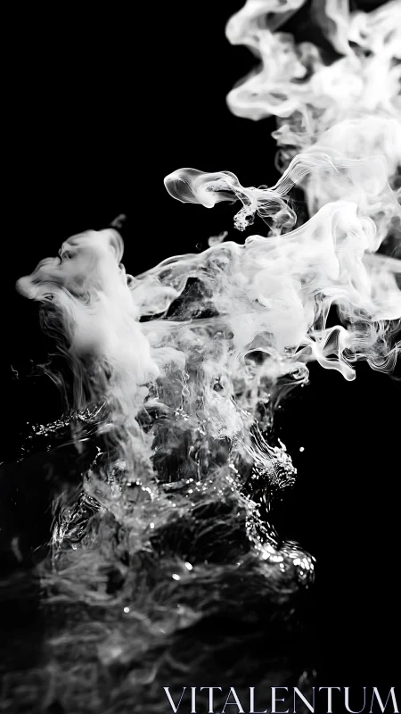 Billowing white smoke meets rippling water in quiet motion