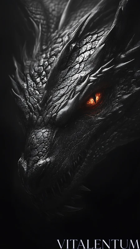 Ember-eyed obsidian dragon stalking from the midnight gulf.