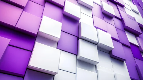 Abstract geometric pattern of purple and white 3D cubes, modern style.