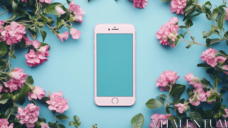 Blush Device Dreams: Rose-Framed iPhone in Botanical Bliss.