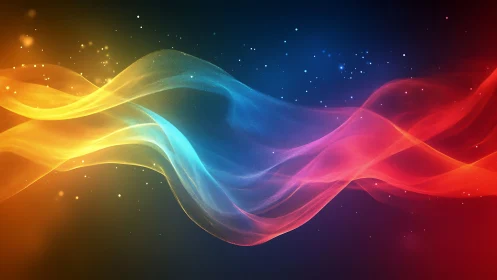 Colorful energy waves flow across a cosmic backdrop.