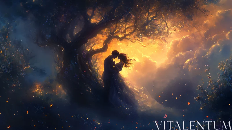 Luminous Embrace Under Ancient Boughs.