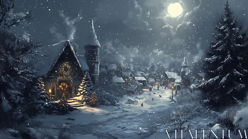 Moonlit snow village humming with lantern-lit winter secrets.