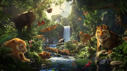 Jungle Paradise: Wildlife Sanctuary at Waterfall