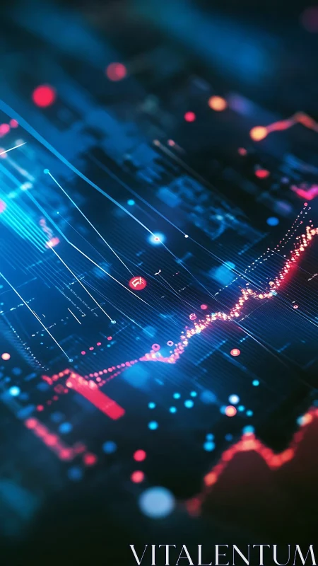 Digital financial chart data with abstract neon grid lines.
