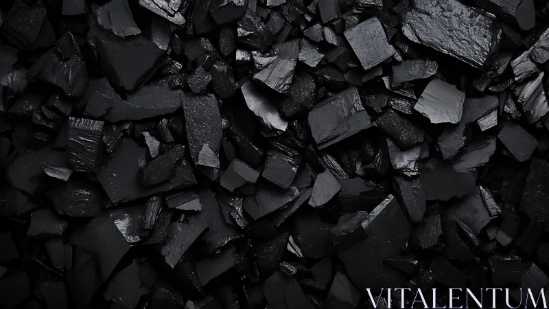 Gleaming black coal shards create bold, dramatic texture