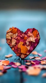 Heart-Shaped Specimen Composed of Organic Petal Fragments with Chromatic Stratification