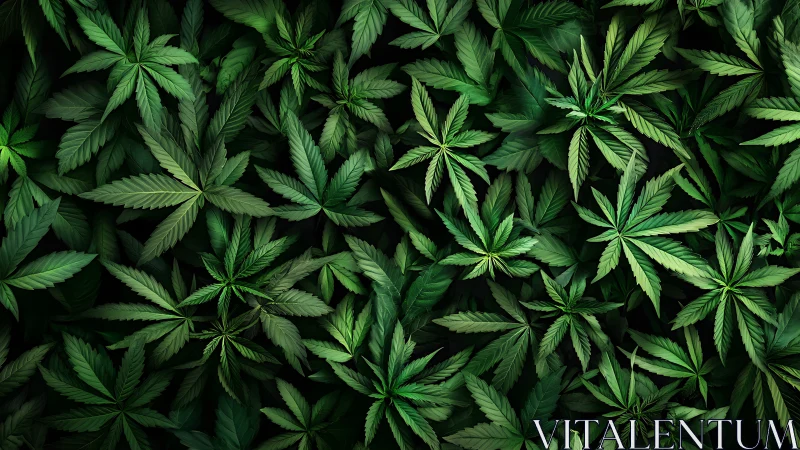 Layered cannabis foliage pattern with tonal green depth.