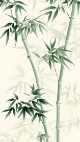 Graceful bamboo stems on minimalist pale canvas wall art.