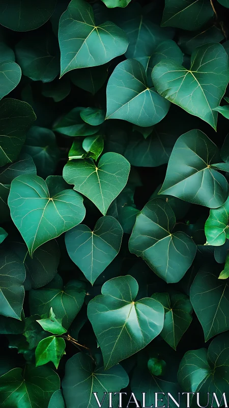 Dense cluster of heart shaped green leaves fills frame