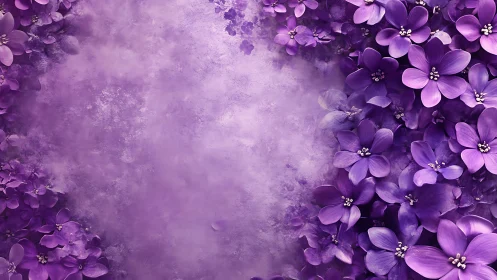Purple Flowers Against Textured Lavender Background