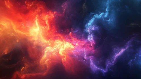 Nebular firestorm colliding with cool cosmic currents.