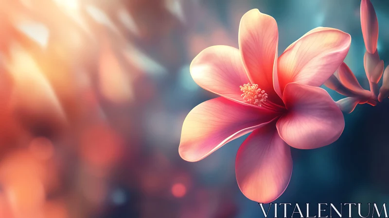 Photorealistic Camellia Bloom with Translucent Petals and Golden Hour Backlighting