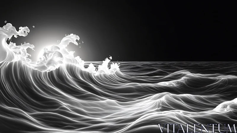 Luminous vector wavefronts under high-contrast nocturnal horizon.