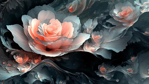 Glowing glacier roses drifting through a dream tide.