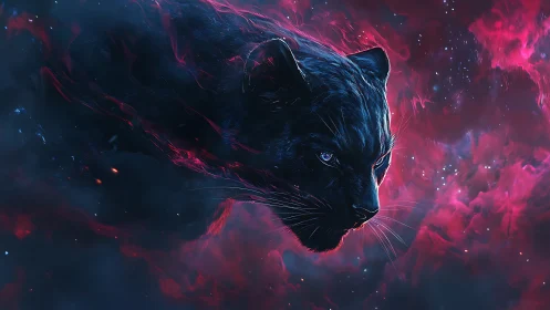 Digital render of felid creature against energetic background.