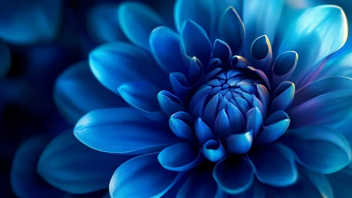 Blue Dahlia Blooms in Luminous Close-Up Detail