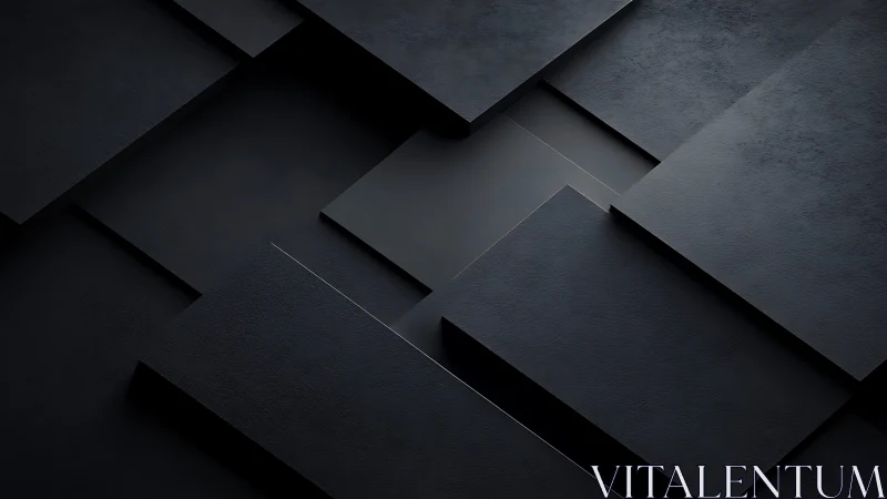 Overlapping dark rectangular panels form layered 3D surface