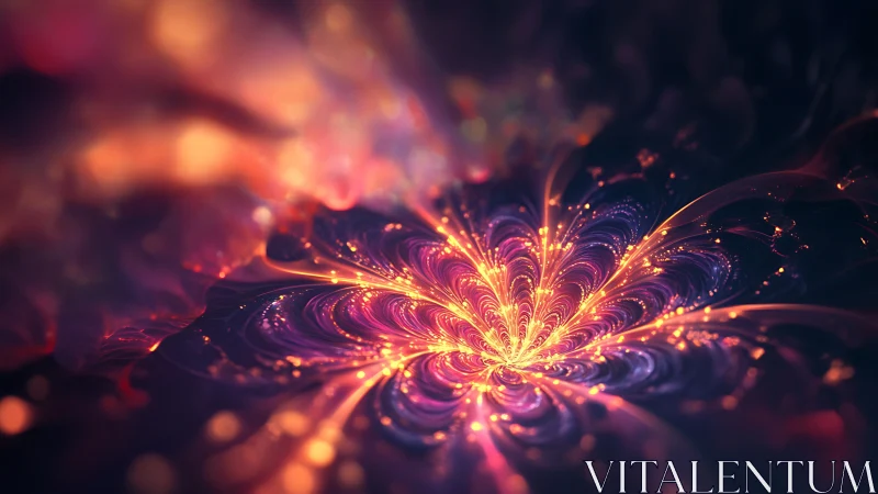 Radiant fractal flower blooms in luminous cosmic light.