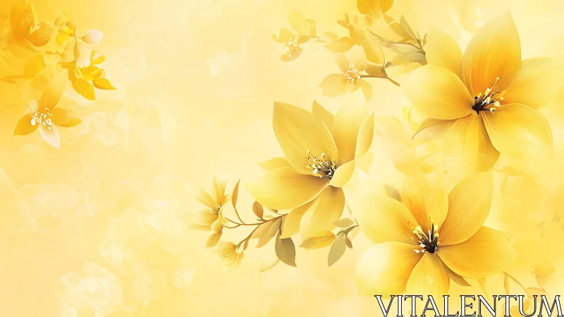 Yellow Floral Composition Against Soft Gradient Background