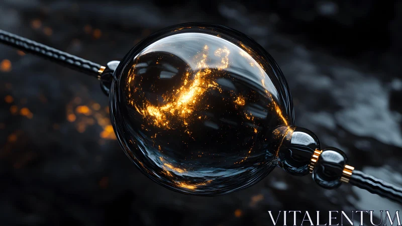 Futuristic Glass Sphere with Glowing Lights, Abstract Digital Art.
