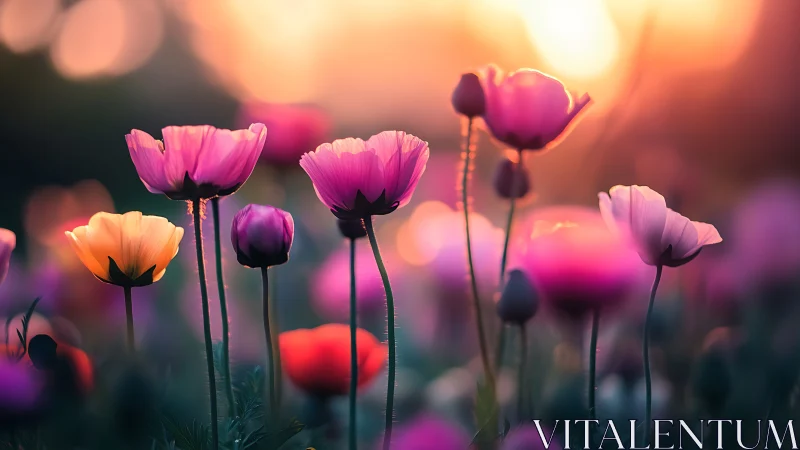 Poppies in Golden Sunset Light.