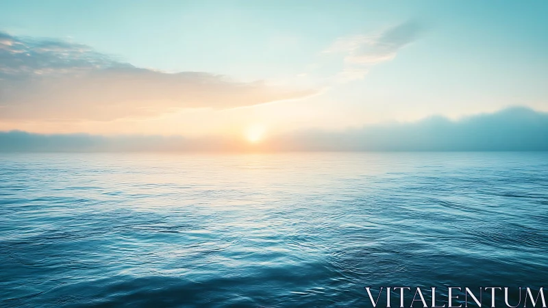 Morning light tiptoes across a whisper-blue ocean plain