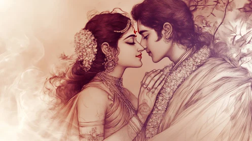 Two Hearts Drawn in Silk and Starlight Ornaments.