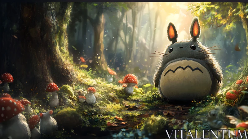 Soft-lit forest creature rendered with volumetric light scattering