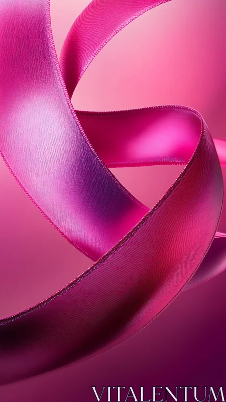 Pink satin ribbon curves across a smooth gradient background