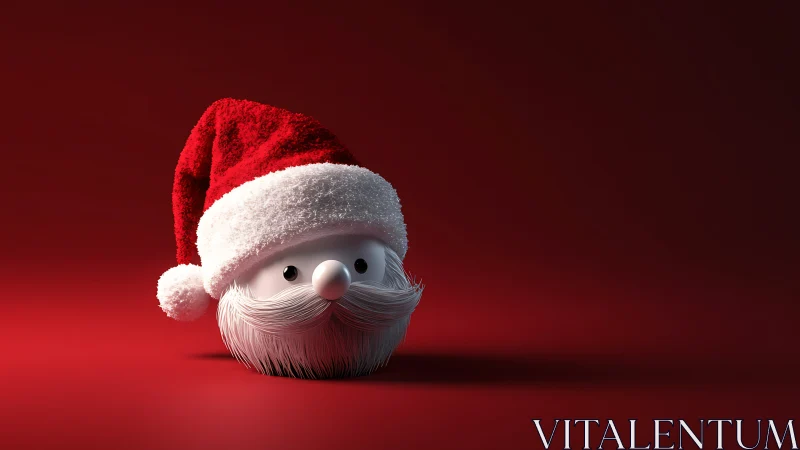Stylized Santa head model sits on red gradient background